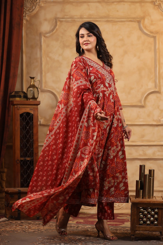 Noor Red Maroon Angrakha Suit