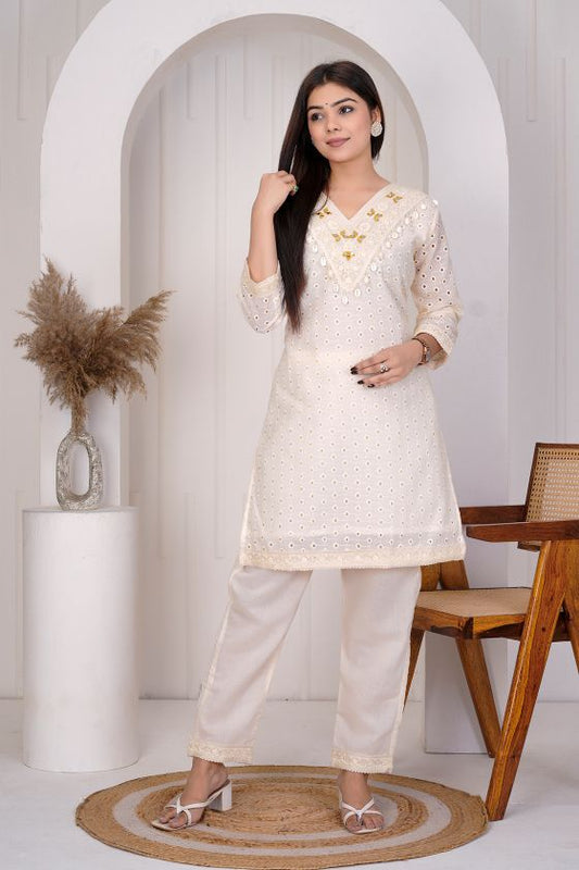 Jasmine Off-white cotton co-ord set