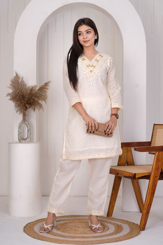 Jasmine Off-white cotton co-ord set