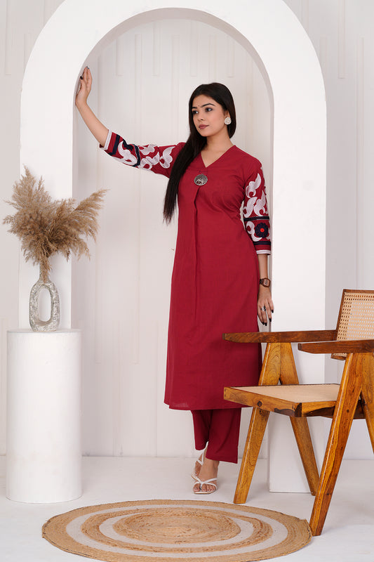 Azure Maroon a line kurti with pants