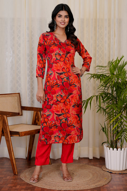 Gulnaar Maroon straight kurta with pants