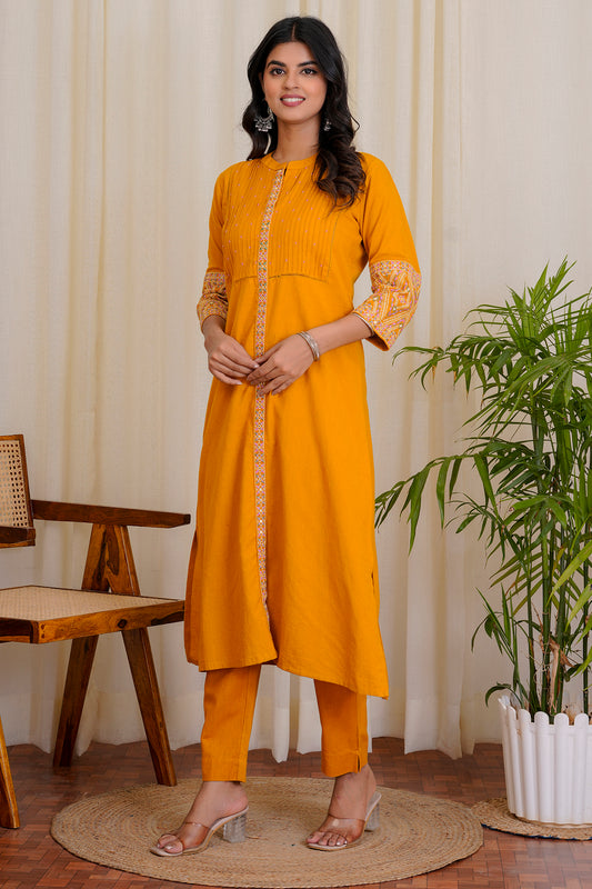 Ziya Yellow straight kurta women