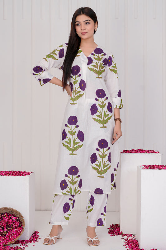 Megh white co-ord set for women