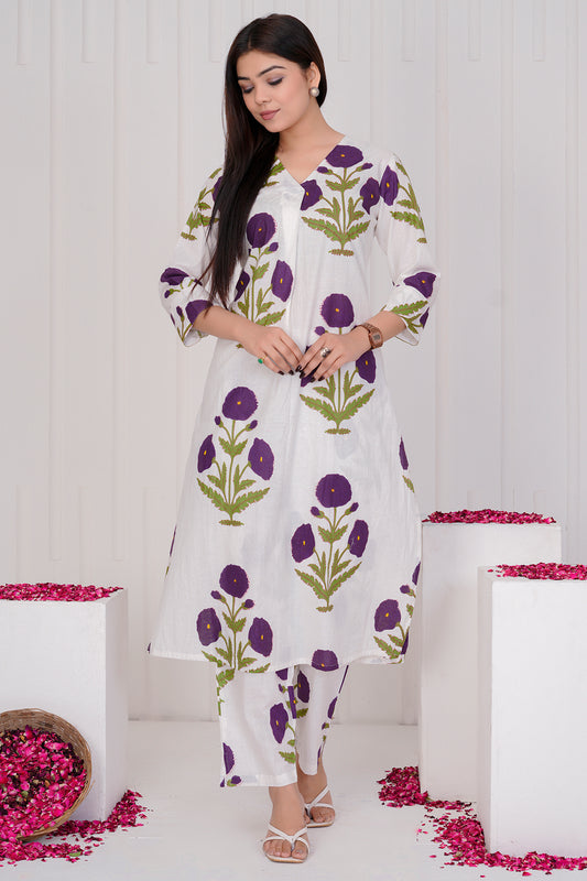 Megh white co-ord set for women