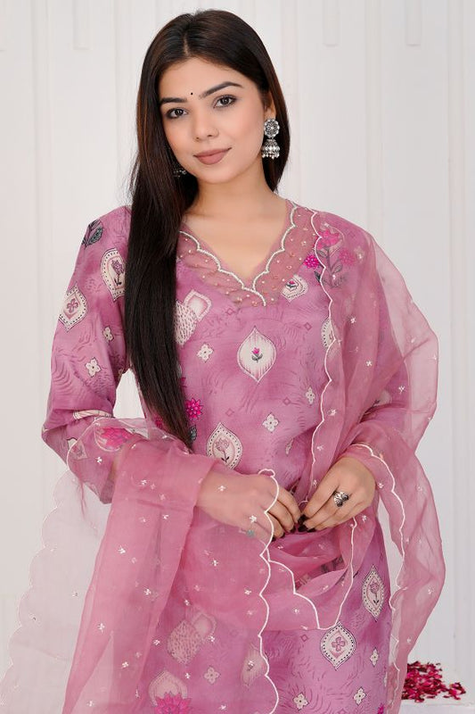 Adaa Soft Berry straight suit sets