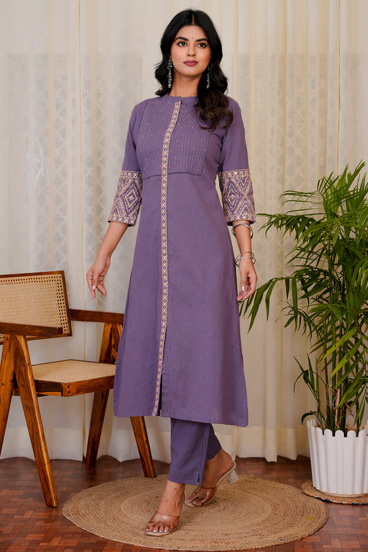 Ziya Purple straight kurta with pants