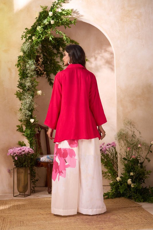 Red Viscose Muslin Co-ord Set