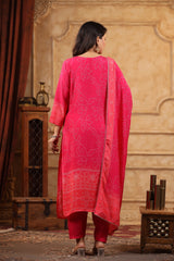 Bandhani Passion Red Pure Viscose  straight kurta sets