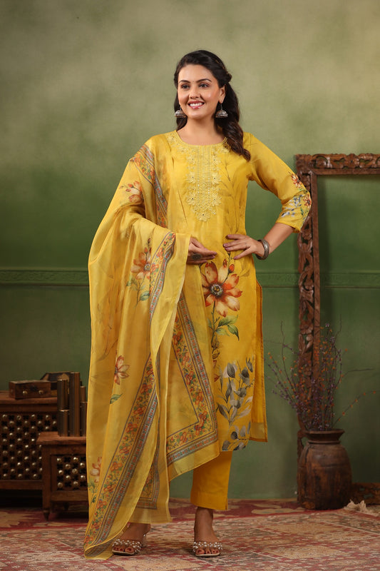 Umang yellow organza suit set