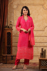 Bandhani Passion Red Pure Viscose  straight kurta sets