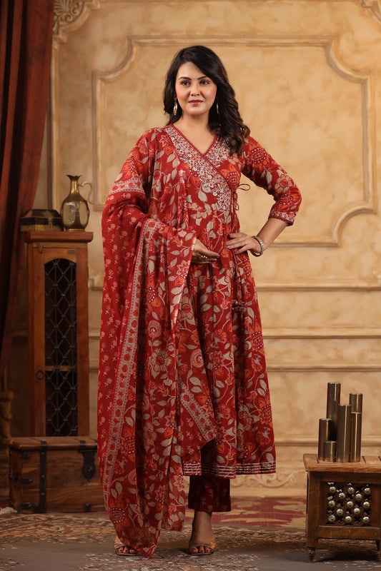 Noor Red Maroon Angrakha Suit