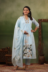 Heer Ice Blue cotton anarkali suit