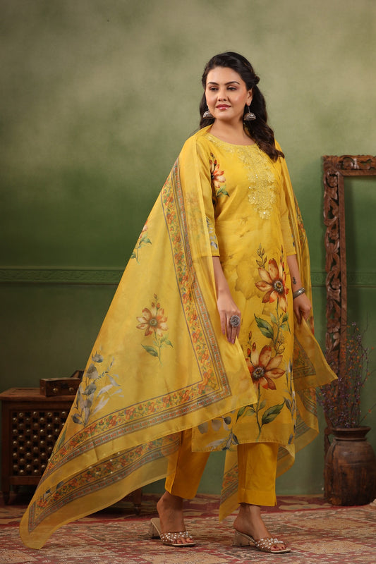 Umang yellow organza suit set