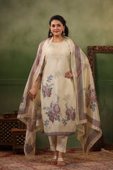 Arzoo Dover white organza suit with dupatta