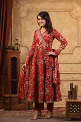 Noor Red Maroon Angrakha Suit