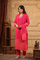 Bandhani Passion Red Pure Viscose  straight kurta sets