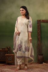 Arzoo Dover white organza suit with dupatta