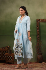 Heer Ice Blue cotton anarkali suit