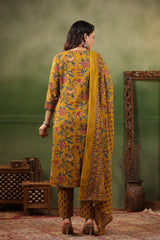 Khuld Dijon Yellow cotton straight kurta