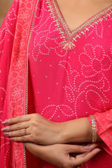 Bandhani Passion Red Pure Viscose  straight kurta sets