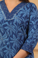 Meher Denim Blue Cotton Suit set