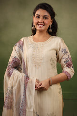 Arzoo Dover white organza suit with dupatta