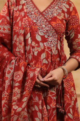 Noor Red Maroon Angrakha Suit