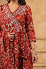 Noor Red Maroon Angrakha Suit