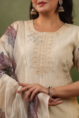 Arzoo Dover white organza suit with dupatta