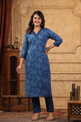 Meher Denim Blue Cotton Suit set