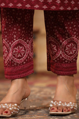 Chhaap maroon straight pant kurta set