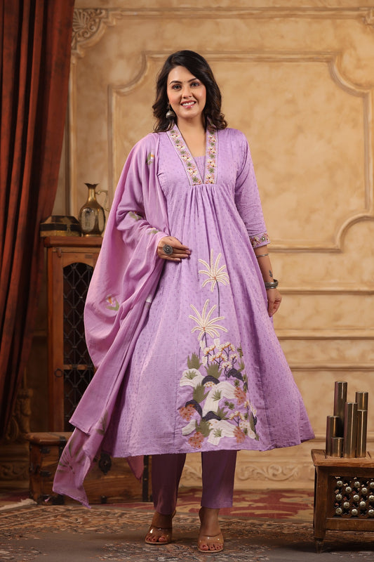 Heer Lavender anarkali cotton suits online