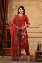 Sifarish Red Organza Suit Set
