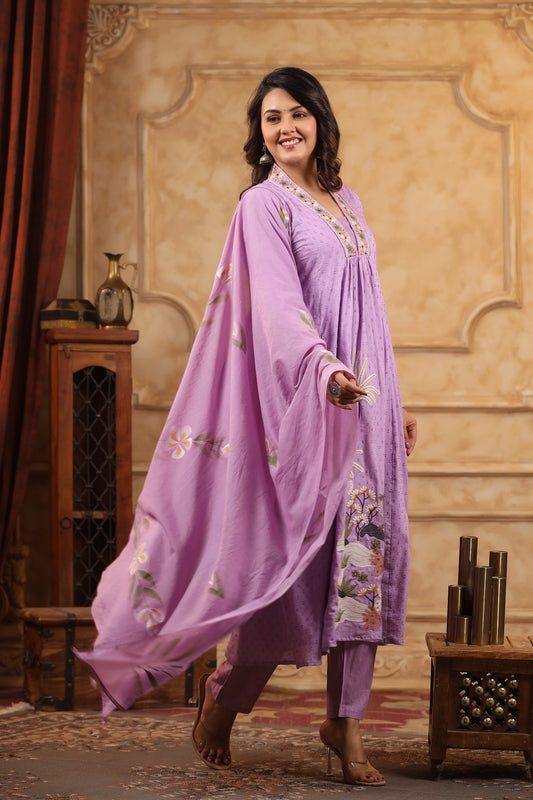 Heer Lavender anarkali cotton suits online