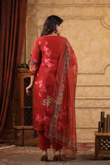 Sifarish Red Organza Suit Set