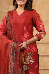 Sifarish Red Organza Suit Set