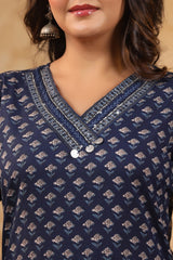 Chhaap blue cotton straight suit