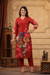 Sifarish Red Organza Suit Set