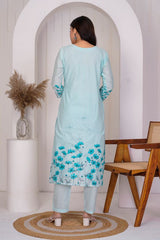 Azure Ice Blue straight pant kurta set