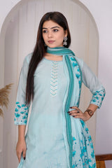 Azure Ice Blue straight pant kurta set