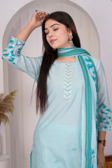 Azure Ice Blue straight pant kurta set