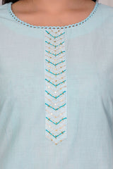 Azure Ice Blue straight pant kurta set
