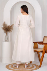 Dove white Blue Patch straight kurta sets