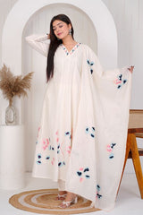 Dove white Blue Patch straight kurta sets