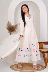 Dove white Blue Patch straight kurta sets