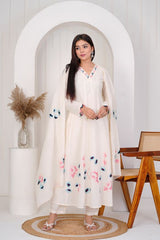 Dove white Blue Patch straight kurta sets