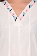 Dove white Blue Patch straight kurta sets
