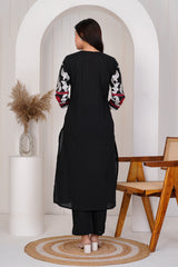 Azure black cotton a line kurtis