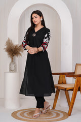 Azure black cotton a line kurtis