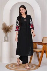 Azure black cotton a line kurtis